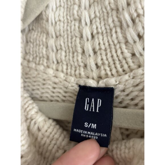 GAP Kids Sweater Knit Poncho Cape Ivory Cream Buttons Lambs Wool S/M - Picture 4 of 12